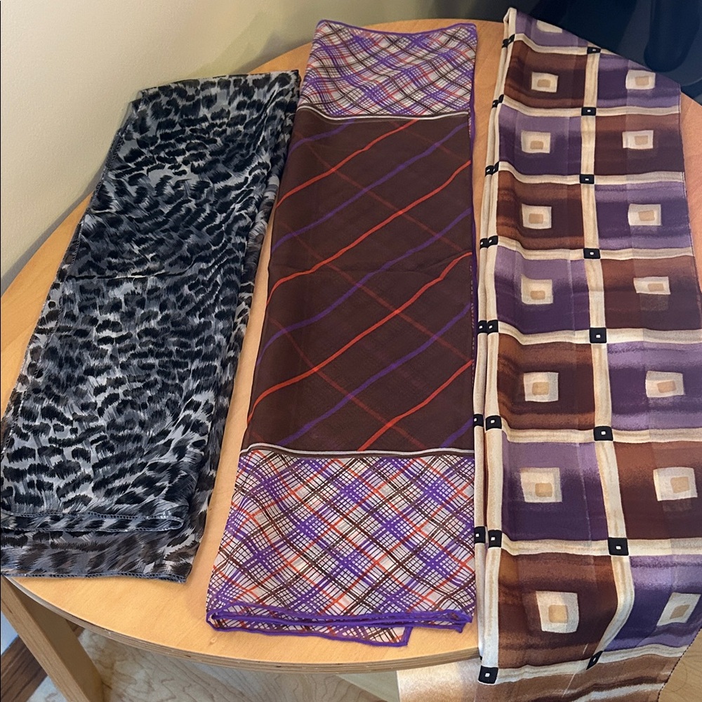 Set of Three 70s Patterned Scarves